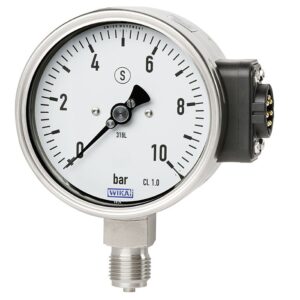 Manômetros com tubo Bourdon para conexão com a unidade de rádio WIKA